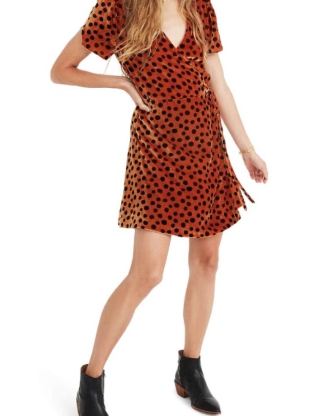 Madewell "Leopard Dot" Velvet Wrap Dress (NWT)